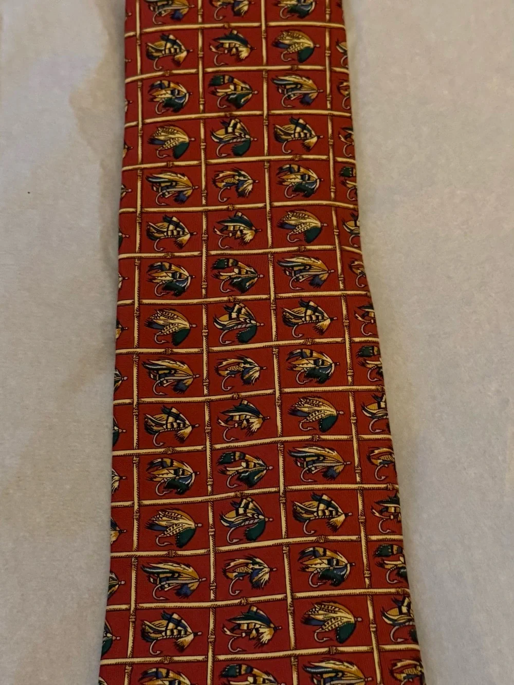 Classic Wathne Silk Tie with Fly Fishing Motif